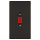 BG FBN72 45A Double Pole Switch with Indicator Double Plate - Screwless Flatplate - Black Nickel