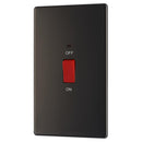 BG FBN72 45A Double Pole Switch with Indicator Double Plate - Screwless Flatplate - Black Nickel