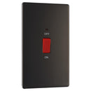 BG FBN72 45A Double Pole Switch with Indicator Double Plate - Screwless Flatplate - Black Nickel