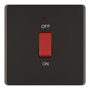 BG FBN74 45A Double Pole Switch with Indicator Single Plate - Screwless Flatplate - Black Nickel