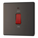 BG FBN74 45A Double Pole Switch with Indicator Single Plate - Screwless Flatplate - Black Nickel