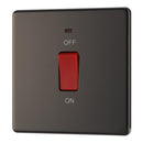 BG FBN74 45A Double Pole Switch with Indicator Single Plate - Screwless Flatplate - Black Nickel