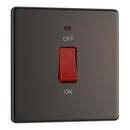 BG FBN74 45A Double Pole Switch with Indicator Single Plate - Screwless Flatplate - Black Nickel