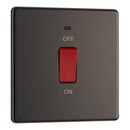 BG FBN74 45A Double Pole Switch with Indicator Single Plate - Screwless Flatplate - Black Nickel