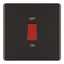 BG FBN74 45A Double Pole Switch with Indicator Single Plate - Screwless Flatplate - Black Nickel
