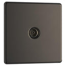 BG FBN60 1 Gang Coaxial Socket - Screwless Flatplate - Black Nickel