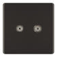 BG FBN61 2 Gang Coaxial Socket - Screwless Flatplate - Black Nickel