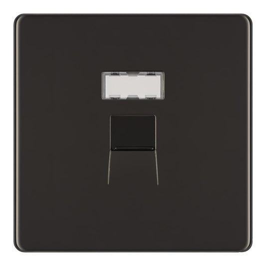 BG FBNRJ451 1 Gang RJ45 Data Outlet Socket with Idc Window - Screwless Flatplate - Black Nickel