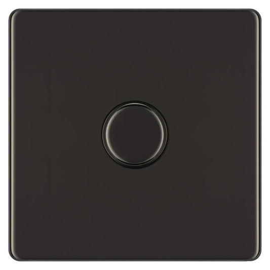 BG FBN81P 400W 1 Gang 2 Way Dimmer - Screwless Flatplate - Black Nickel