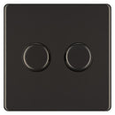 BG FBN82P 400W 2 Gang 2 Way Push Dimmer - Screwless Flatplate - Black Nickel