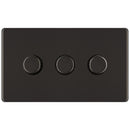 BG FBN83P 400W 3 Gang 2 Way Push Dimmer - Screwless Flatplate - Black Nickel