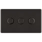 BG FBN83P 400W 3 Gang 2 Way Push Dimmer - Screwless Flatplate - Black Nickel