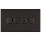 BG FBN84P 400W 4 Gang 2 Way Push Dimmer - Screwless Flatplate - Black Nickel