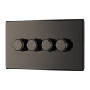 BG FBN84P 400W 4 Gang 2 Way Push Dimmer - Screwless Flatplate - Black Nickel