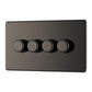 BG FBN84P 400W 4 Gang 2 Way Push Dimmer - Screwless Flatplate - Black Nickel