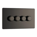 BG FBN84P 400W 4 Gang 2 Way Push Dimmer - Screwless Flatplate - Black Nickel