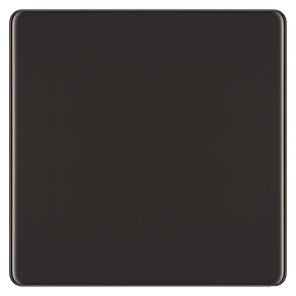 BG FBN94 1 Gang Blank Plate - Screwless Flatplate - Black Nickel