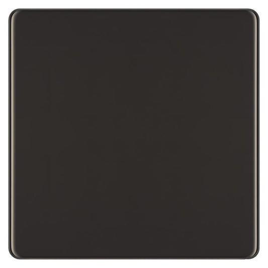 BG FBN94 1 Gang Blank Plate - Screwless Flatplate - Black Nickel