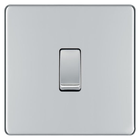 BG FPC12 10AX 1 Gang 2 Way Plate Switch - Screwless Flatplate - Polished Chrome