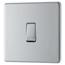 BG FPC12 10AX 1 Gang 2 Way Plate Switch - Screwless Flatplate - Polished Chrome