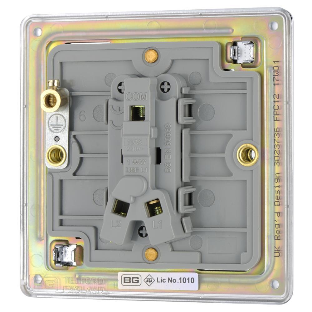 BG FPC12 10AX 1 Gang 2 Way Plate Switch - Screwless Flatplate - Polished Chrome