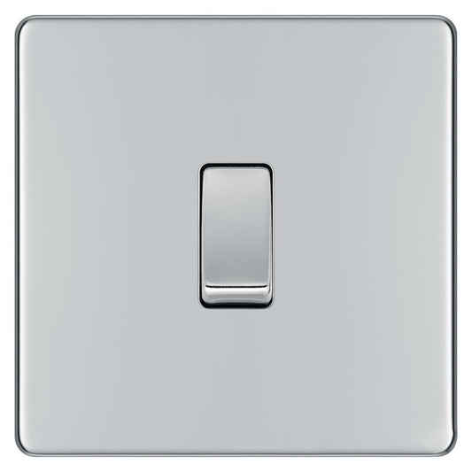 BG FPC13 10AX Plate Switch Intermediate - Screwless Flatplate - Polished Chrome