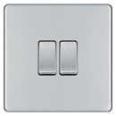 BG FPC42 10AX 2 Gang 2 Way Plate Switch - Screwless Flatplate - Polished Chrome