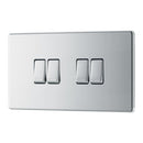 BG FPC44 10AX 4 Gang 2 Way Plate Switch - Screwless Flatplate - Polished Chrome