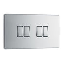 BG FPC44 10AX 4 Gang 2 Way Plate Switch - Screwless Flatplate - Polished Chrome