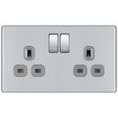 BG FPC22G 13A 2 Gang Double Pole Switched Socket - Screwless Flatplate - Polished Chrome