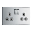 BG FPC22G 13A 2 Gang Double Pole Switched Socket - Screwless Flatplate - Polished Chrome