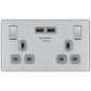 BG FPC22U3G 13A 2 Gang Switched Socket + USB - Screwless Flatplate - Polished Chrome