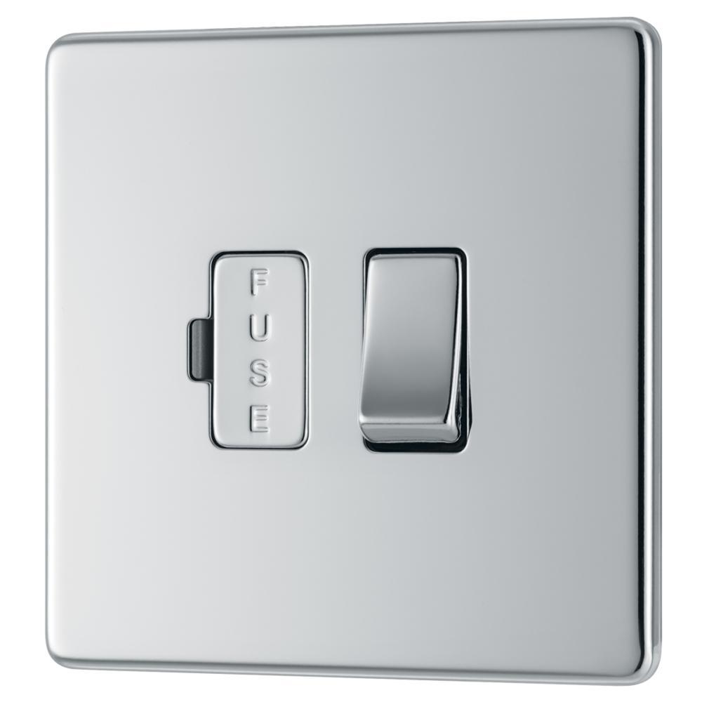 BG FPC50 13A Fused Connection Unit Switched - Screwless Flatplate - Polished Chrome