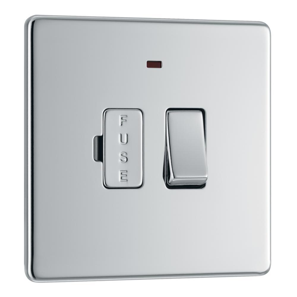 BG FPC52 13A Fused Connection Unit Switched with Power Indicator - Screwless Flatplate - Polished Chrome