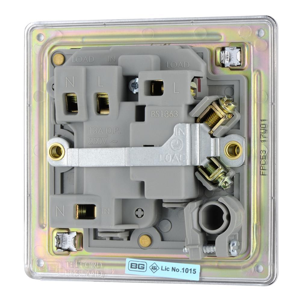 BG FPC53 13A Fused Connection Unit Switched with Power Indicator Flex Outlet - Screwless Flatplate - Polished Chrome