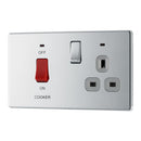 BG FPC70G 45A Cooker Connection Unit Switched Socket with Power Indicator Grey Surround - Screwless Flatplate - Polished Chrome