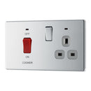 BG FPC70G 45A Cooker Connection Unit Switched Socket with Power Indicator Grey Surround - Screwless Flatplate - Polished Chrome