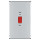BG FPC72 45A Double Pole Switch with Indicator Double Plate - Screwless Flatplate - Polished Chrome