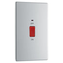 BG FPC72 45A Double Pole Switch with Indicator Double Plate - Screwless Flatplate - Polished Chrome