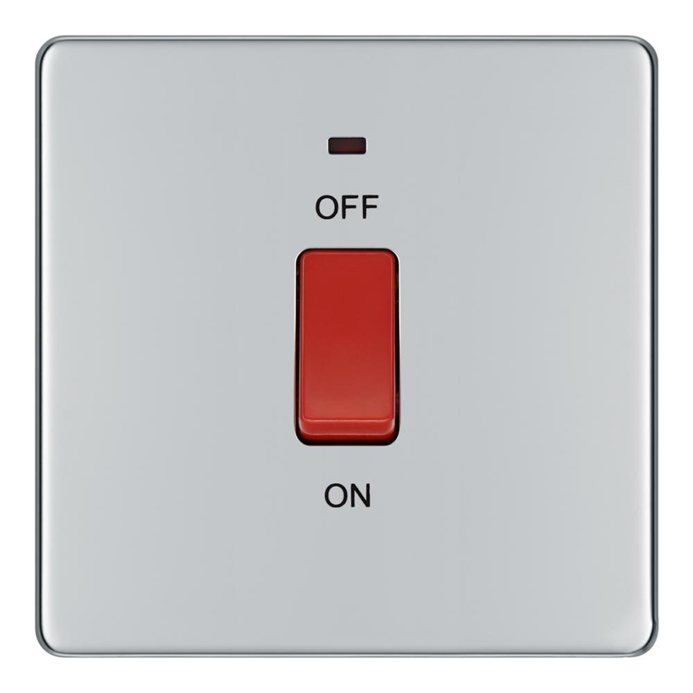 BG FPC74 45A Double Pole Switch with Indicator Single Plate