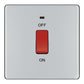 BG FPC74 45A Double Pole Switch with Indicator Single Plate - Screwless Flatplate - Polished Chrome