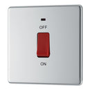 BG FPC74 45A Double Pole Switch with Indicator Single Plate - Screwless Flatplate - Polished Chrome