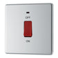 BG FPC74 45A Double Pole Switch with Indicator Single Plate - Screwless Flatplate - Polished Chrome