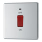 BG FPC74 45A Double Pole Switch with Indicator Single Plate - Screwless Flatplate - Polished Chrome