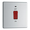 BG FPC74 45A Double Pole Switch with Indicator Single Plate - Screwless Flatplate - Polished Chrome
