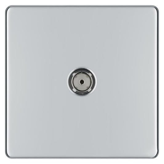 BG FPC60 1 Gang Coaxial Socket - Screwless Flatplate - Polished Chrome