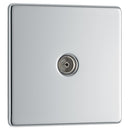 BG FPC60 1 Gang Coaxial Socket - Screwless Flatplate - Polished Chrome