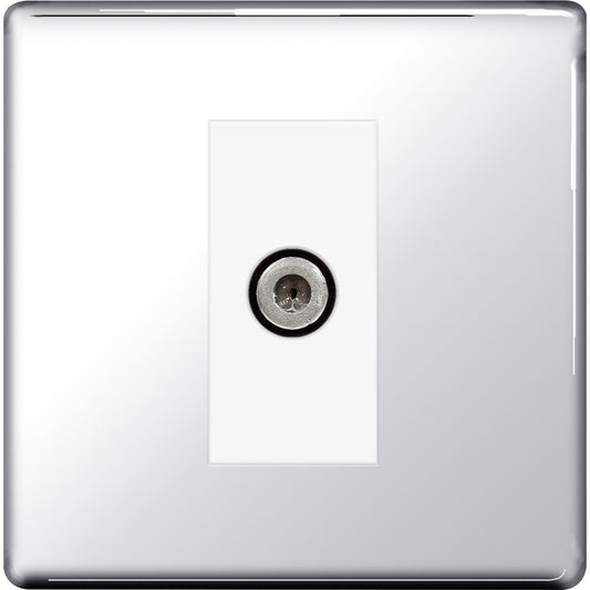 BG FPC64 1 Gang Satellite Socket - Screwless Flatplate - Polished Chrome