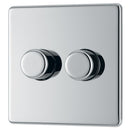 BG FPC82P 400W 2 Gang 2 Way Push Dimmer - Screwless Flatplate - Polished Chrome