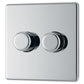 BG FPC82P 400W 2 Gang 2 Way Push Dimmer - Screwless Flatplate - Polished Chrome